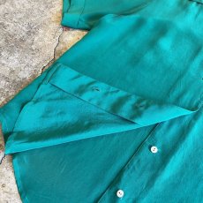 画像7: GREEN COLOR SILK S/S SHIRT / Ladies M (7)