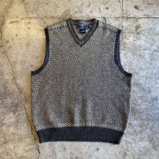 画像1: 【POLO SPORT】ALL OVER PATTERN V NECK DESIGN KNIT VEST / Ladies L (1)