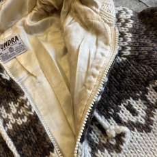 画像10: NORDIC PATTERN ZIP UP DESIGN HOODIE KNIT SWEATER / Ladies M (10)