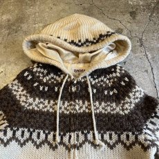 画像7: NORDIC PATTERN ZIP UP DESIGN HOODIE KNIT SWEATER / Ladies M (7)