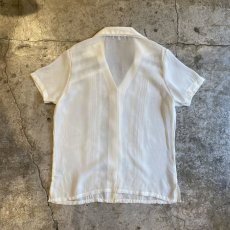 画像2: POINT LACE SHEER OPEN COLLAR S/S SHIRT / Ladies L(M) (2)