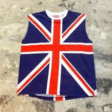 画像1: UNION JACK PATTERN CUT OFF N/S TEE / Mens L (1)