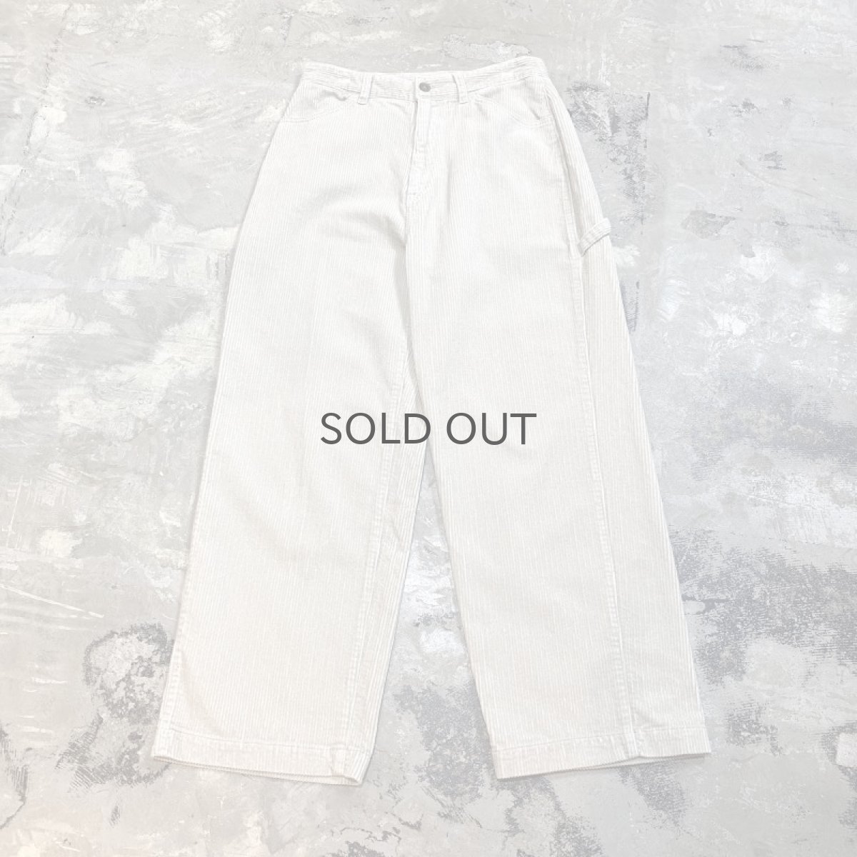 画像1: IVORY COLOR WIDE SILHOUETTE CORDUROY PANTS / W30 (1)