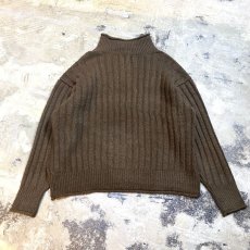 画像2: BROWN COLOR HI NECK RIB KNIT SWEATER / Mens L (2)