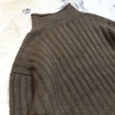 画像9: BROWN COLOR HI NECK RIB KNIT SWEATER / Mens L (9)