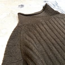 画像3: BROWN COLOR HI NECK RIB KNIT SWEATER / Mens L (3)