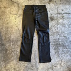 画像1: LEATHER BLACK COLOR DESIGN TAPERED PANTS / W29 (1)