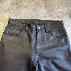 画像6: LEATHER BLACK COLOR DESIGN TAPERED PANTS / W29 (6)