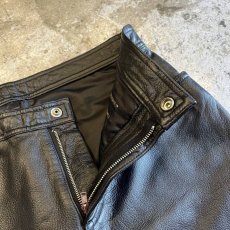 画像8: LEATHER BLACK COLOR DESIGN TAPERED PANTS / W29 (8)