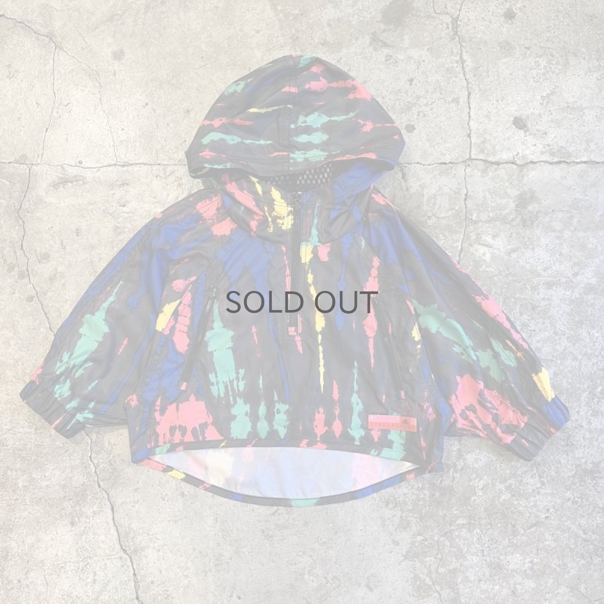 画像1: 【ADIDAS STELLASPORT】ALL OVER MIX COLOR TIE DYE PATTERN SHORT DESIGN ZIP UP ANORAK HOODIE TOPS / Ladies M (1)