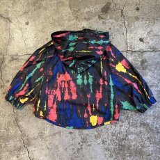 画像2: 【ADIDAS STELLASPORT】ALL OVER MIX COLOR TIE DYE PATTERN SHORT DESIGN ZIP UP ANORAK HOODIE TOPS / Ladies M (2)