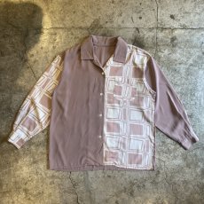 画像1: TWO FACE OPEN COLLAR DESIGN PATTERN L/S SHIRT / Ladies L (1)