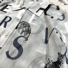 画像4: ALPHABET & ANIMAL PATTERN L/S SHEER SHIRT / Mens M (4)