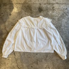 画像2: WHITE COLOR BIG COLLAR DESIGN L/S BLOUSE / Ladies M (2)