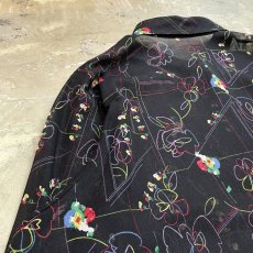 画像9: ARTISTIC FLORAL PATTERN L/S SHEER SHIRT / Mens M (9)