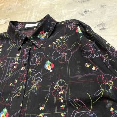 画像4: ARTISTIC FLORAL PATTERN L/S SHEER SHIRT / Mens M (4)