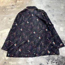 画像2: ARTISTIC FLORAL PATTERN L/S SHEER SHIRT / Mens M (2)