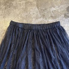 画像5: BLACK COLOR FLOWER LACE DESIGN TULLE FLARE LONG SKIRT / W23~W31 (5)