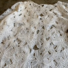 画像10: WHITE COLOR FLORAL LACE DESIGN CARDIGAN / Ladies M (10)