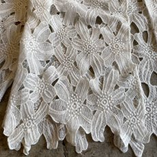 画像5: WHITE COLOR FLORAL LACE DESIGN CARDIGAN / Ladies M (5)