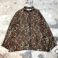 画像1: ALL OVER LEOPARD PATTERN L/S SHEER SILK SHIRT / Mens L (1)