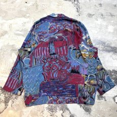 画像2: ALL OVER ART PATTERN SHAWL COLLAR JACKET / Mens M / MADE IN USA (2)