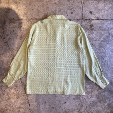 画像2: PISTACHIO GREEN COLOR CHECKERS DESIGN SILK L/S SHIRT / Ladies M (L) (2)