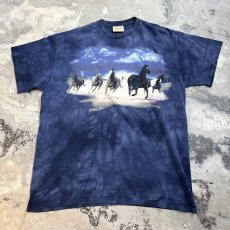 画像1: 90's HORSE PRINTED TIE DYE PATTERN S/S TEE / Mens XXL (1)