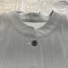 画像12: GRAY STRIPE WOVEN BAND COLLAR L/S SHIRT / Mens M (12)