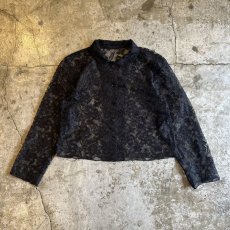 画像1: BLACK COLOR FLORAL PATTERN TULLE DESIGN JACKET / Ladies M  (1)