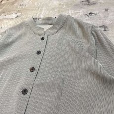 画像4: GRAY STRIPE WOVEN BAND COLLAR L/S SHIRT / Mens M (4)