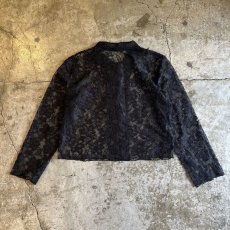 画像2: BLACK COLOR FLORAL PATTERN TULLE DESIGN JACKET / Ladies M  (2)