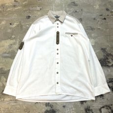 画像1: BUTTON FRONT COLOR SWITCHED COTTON L/S SHIRT / Mens L (1)