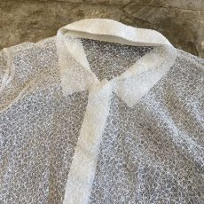 画像10: WHITE COLOR DESIGN MESH SHEER SHIRT / Ladies M (10)