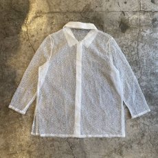 画像2: WHITE COLOR DESIGN MESH SHEER SHIRT / Ladies M (2)