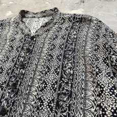 画像4: MULTI STRIPE PATTERN FRONT SLIT STAND COLLAR L/S SHIRT / Mens M (4)