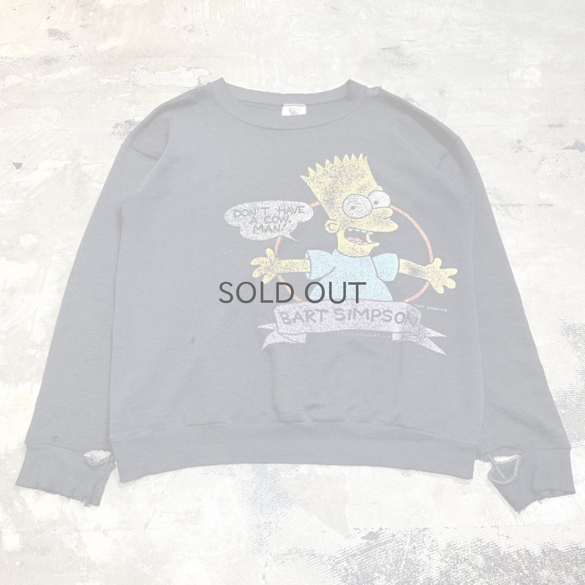 画像1: 80's BART SIMPSON PRINTED DAMAGE SWEAT / Mens M / MADE IN USA (1)