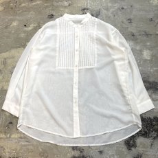 画像1: FRONT PLEATED BAND COLLAR L/S SHIRT / Mens L (1)