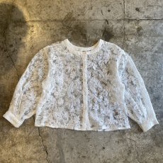 画像1:  FLORAL LACE VOLUME SLEEVE DESIGN SHEER CARDIGAN / Ladies M (1)