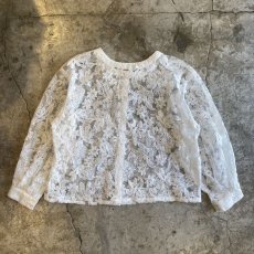 画像2:  FLORAL LACE VOLUME SLEEVE DESIGN SHEER CARDIGAN / Ladies M (2)