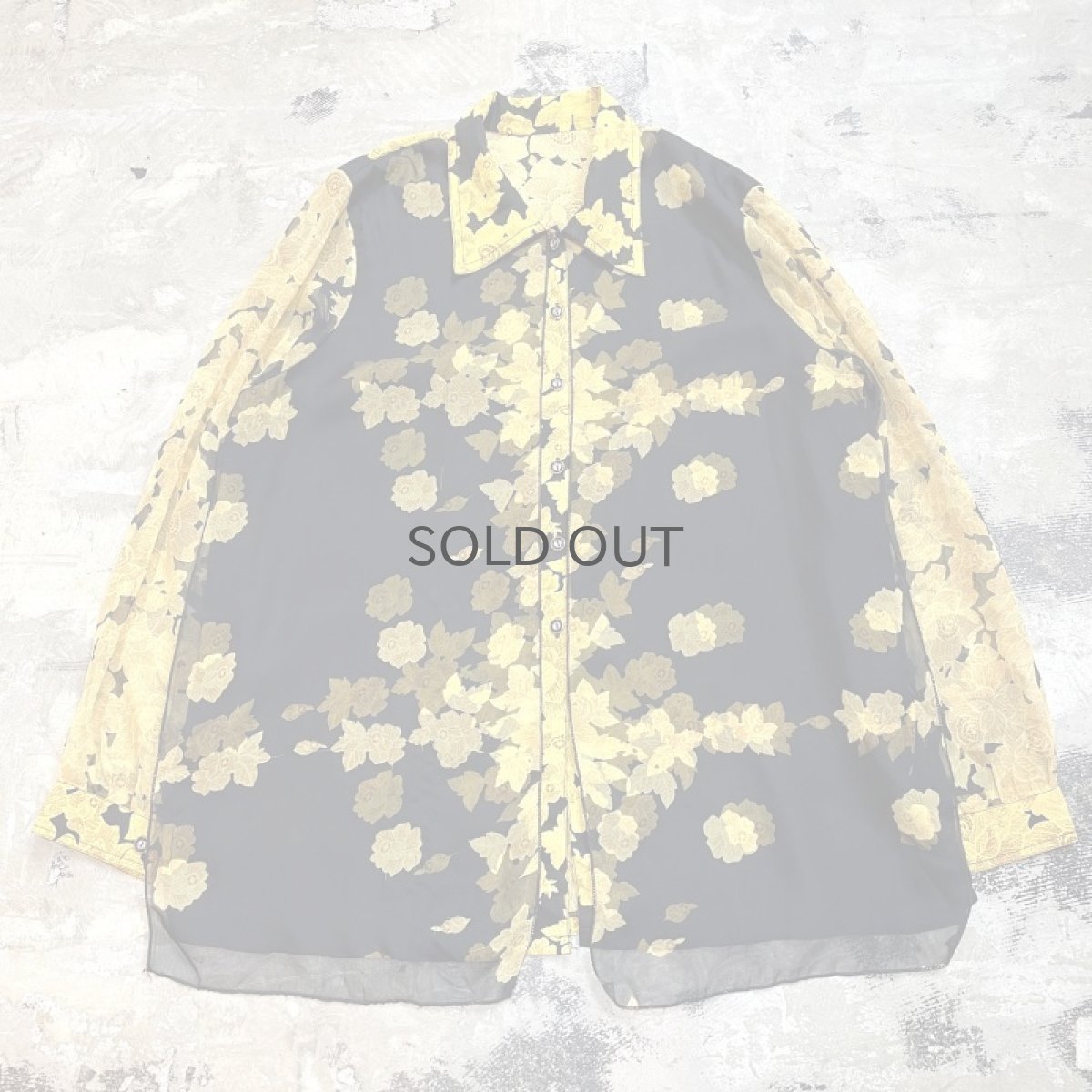 画像1: FLORAL PATTERN LAYERED FRONT L/S SHIRT / Mens L (1)