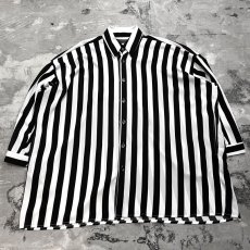 画像1: ALL OVER STRIPE PATTERN BIG SILHOUETTE SHIRT JACKET / Mens XL (1)