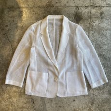 画像1: WHITE COLOR MESH DESIGN TAILORED JACKET / Ladies M (1)