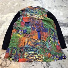 画像2: 90's ARTISTIC GRAPHIC PATTERN SWITCHED CARDIGAN / Mens L (2)