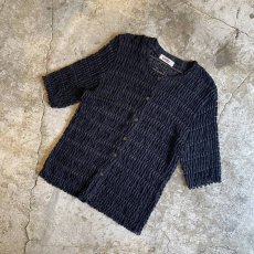 画像4: BLACK COLOR LACE GATHER DESIGN S/S CARDIGAN / Ladies M (4)