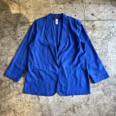 画像1: BLUE COLOR OVER DESIGN TAILORED JACKET / Ladies L(18)  (1)