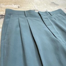 画像3: BLUE GREEN COLOR WIDE SILHOUETTE SLACKS / W34 (3)