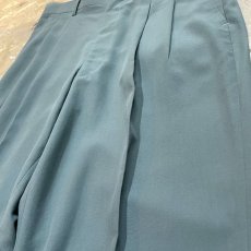 画像4: BLUE GREEN COLOR WIDE SILHOUETTE SLACKS / W34 (4)