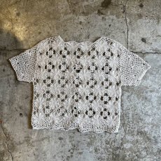 画像2: PALE TONE FLOWER CROCHET DESIGN S/S CARDIGAN / Ladies M (2)