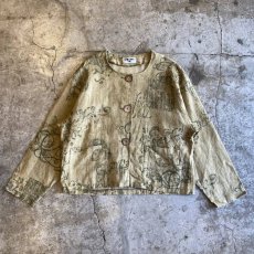 画像1: ALL OVER PATTERN LINEN DESIGN JACKET / Ladies L (1)